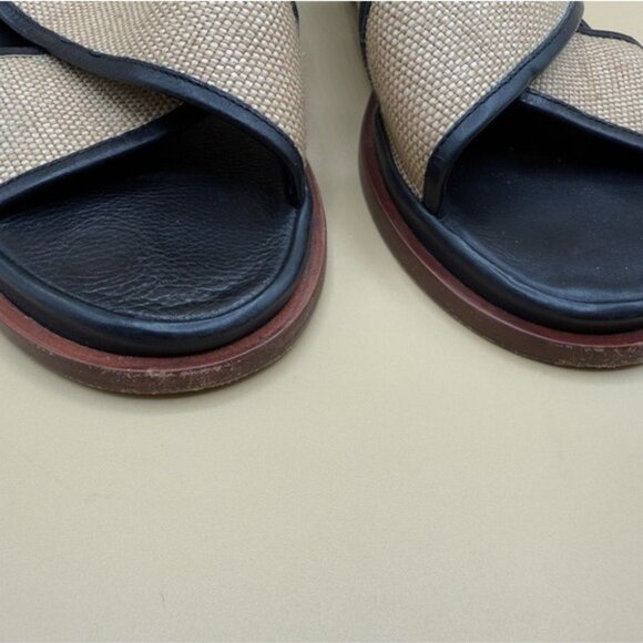 L’idea by Lori Criss Cross Woven Slingback Sandals Size 7.5 Black Tan Casual Ele - Picture 7 of 8